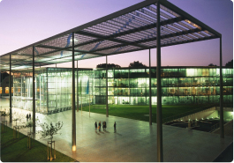 large professional office at twilight