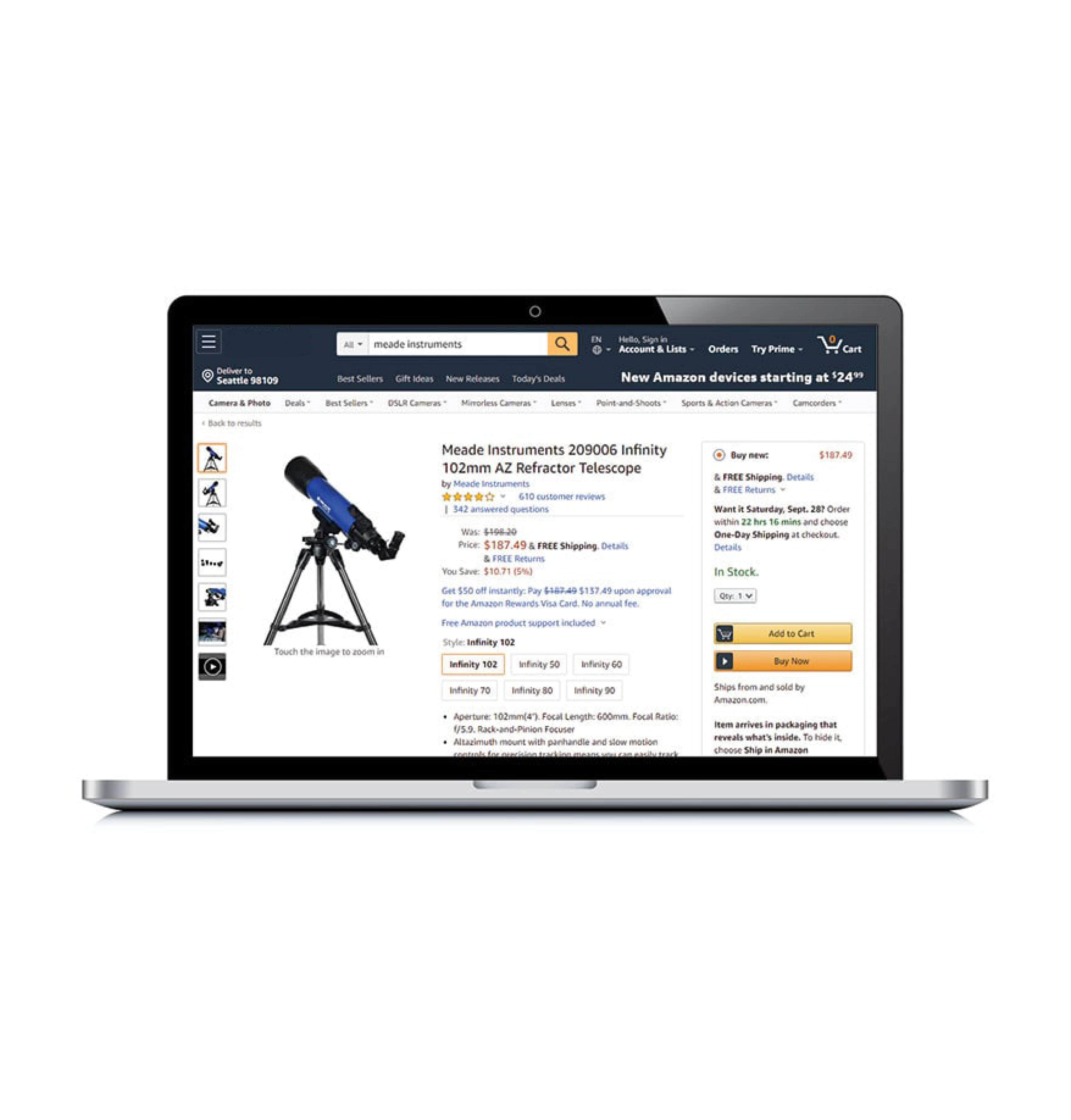 Amazon product detail page image