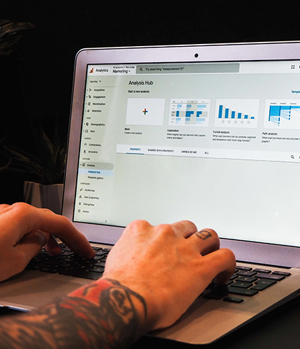 An employee working in google analytics