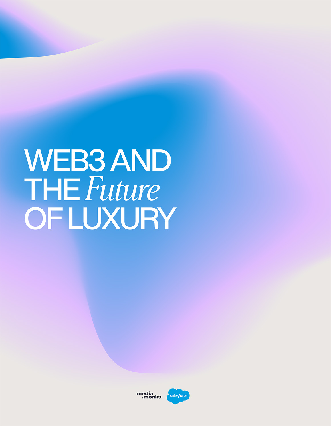 web3 and the future of luxury text with blue and purple designed patterns