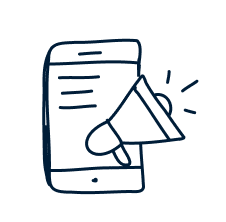 An illustrated cellphone with a notification icon