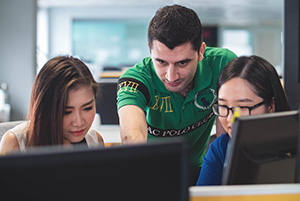 Employees working together