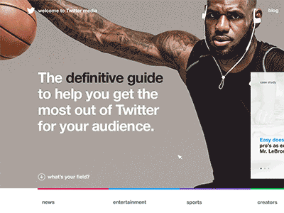 Lebron James on a twitter platform landing page