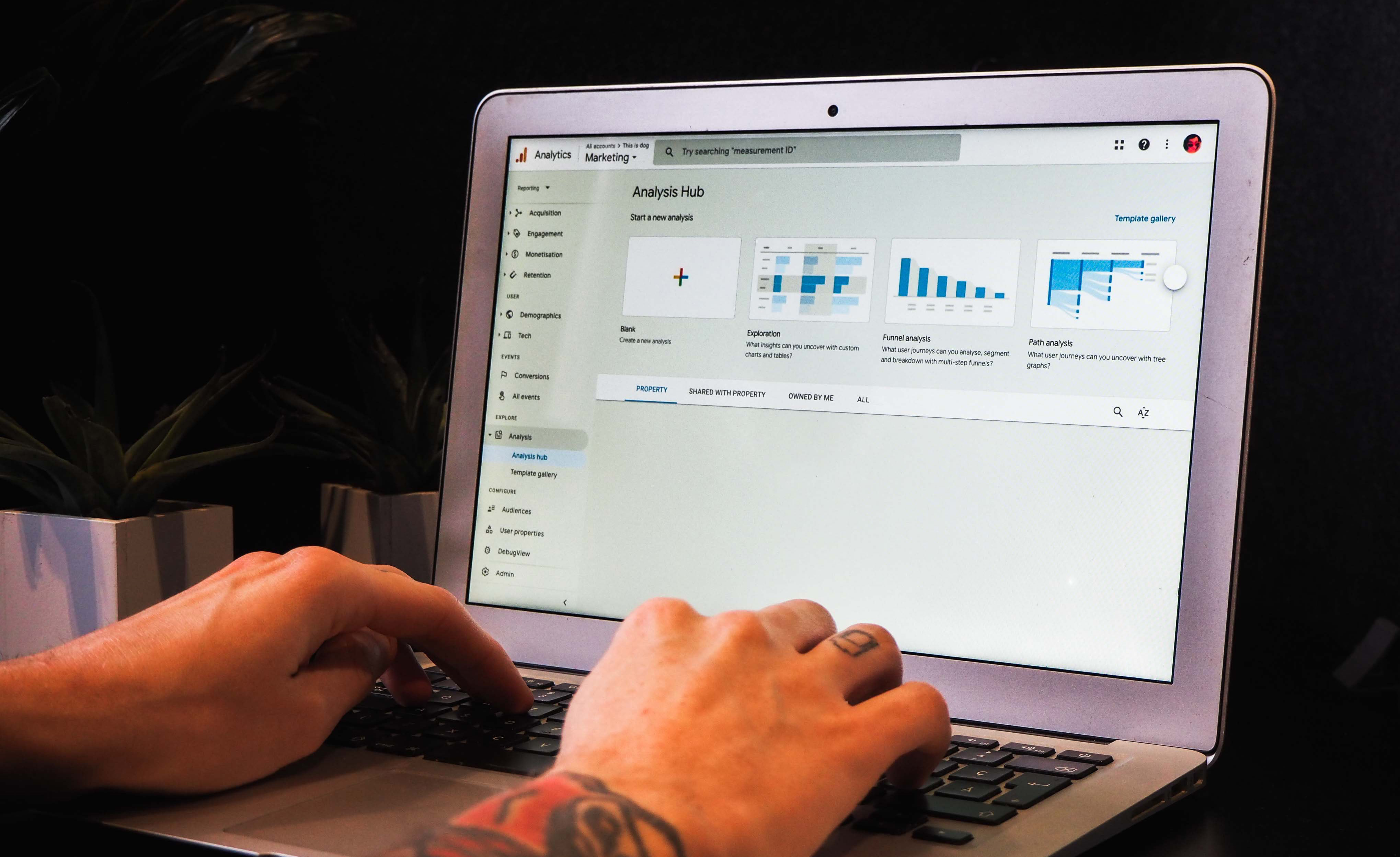 A laptop showing media technology 