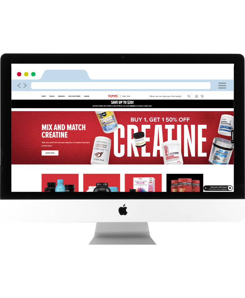 Mockup of a computer with the GNC website on screen
