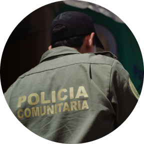 Policeman seen from the back