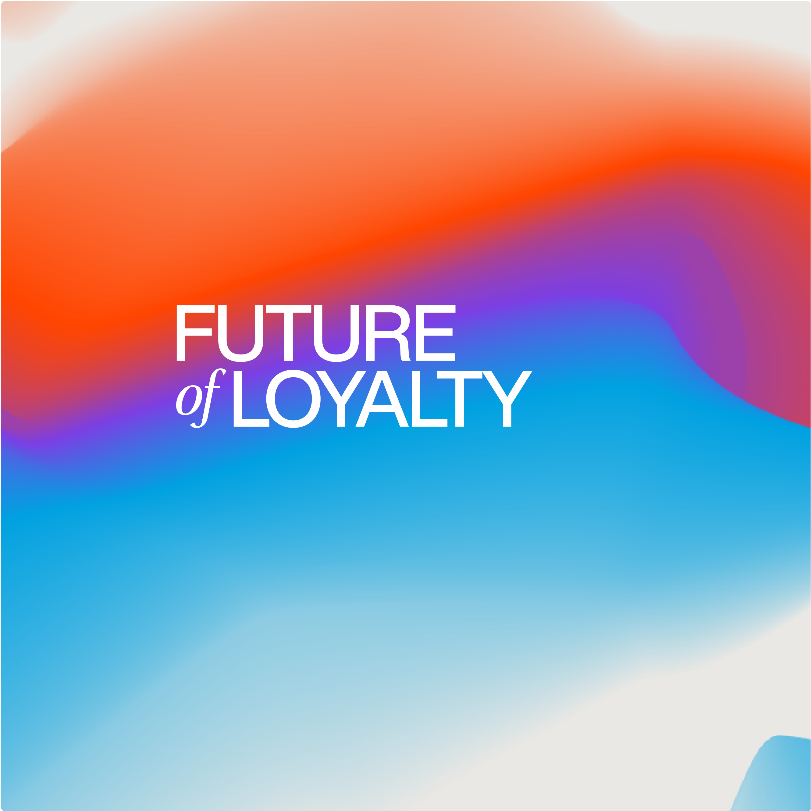 cover of a report with text that reads "Future of Loyalty" overlaid on a rainbow of red, purple, blue, and white
