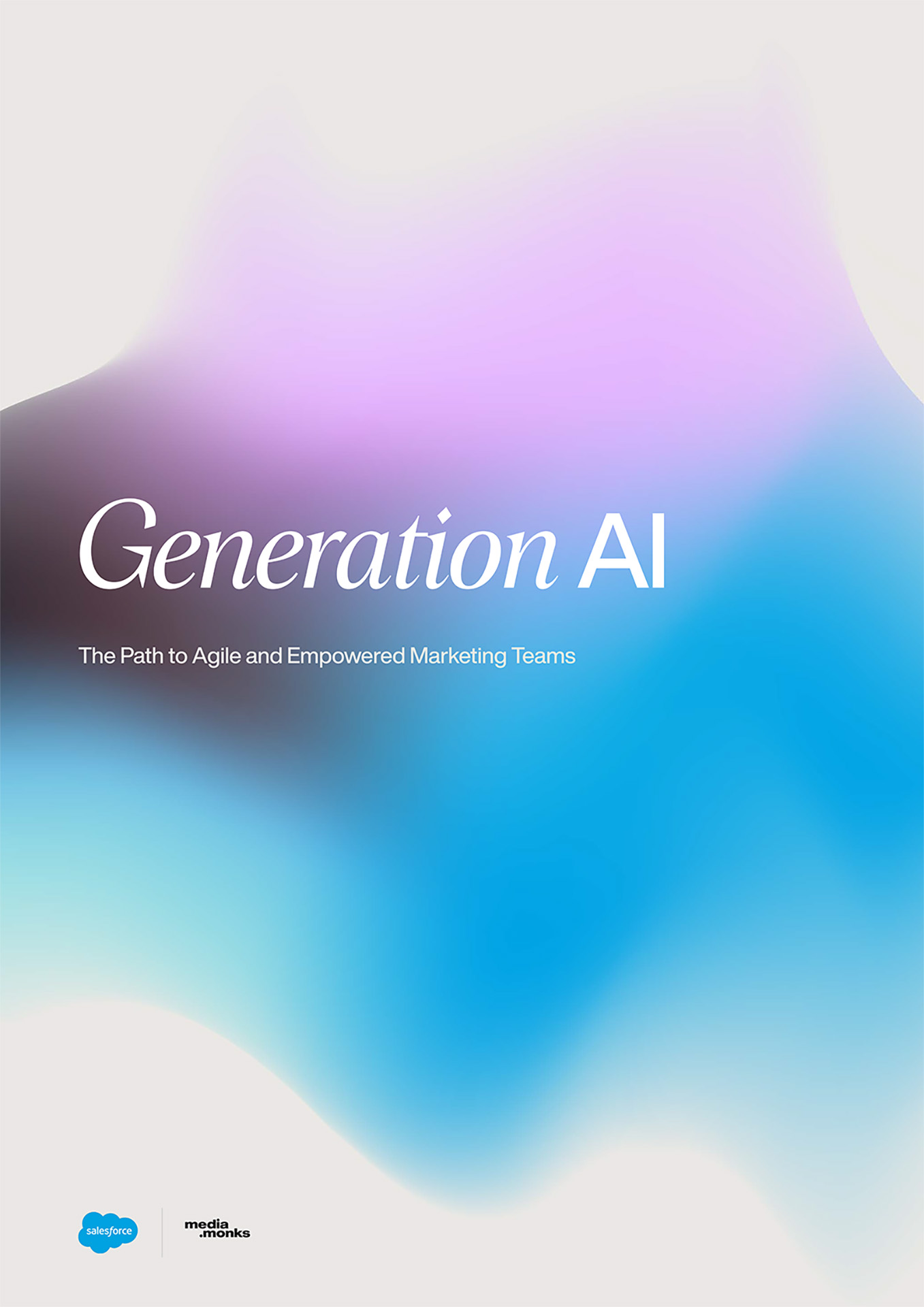 Generation AI text with colorful hues of blue and purple