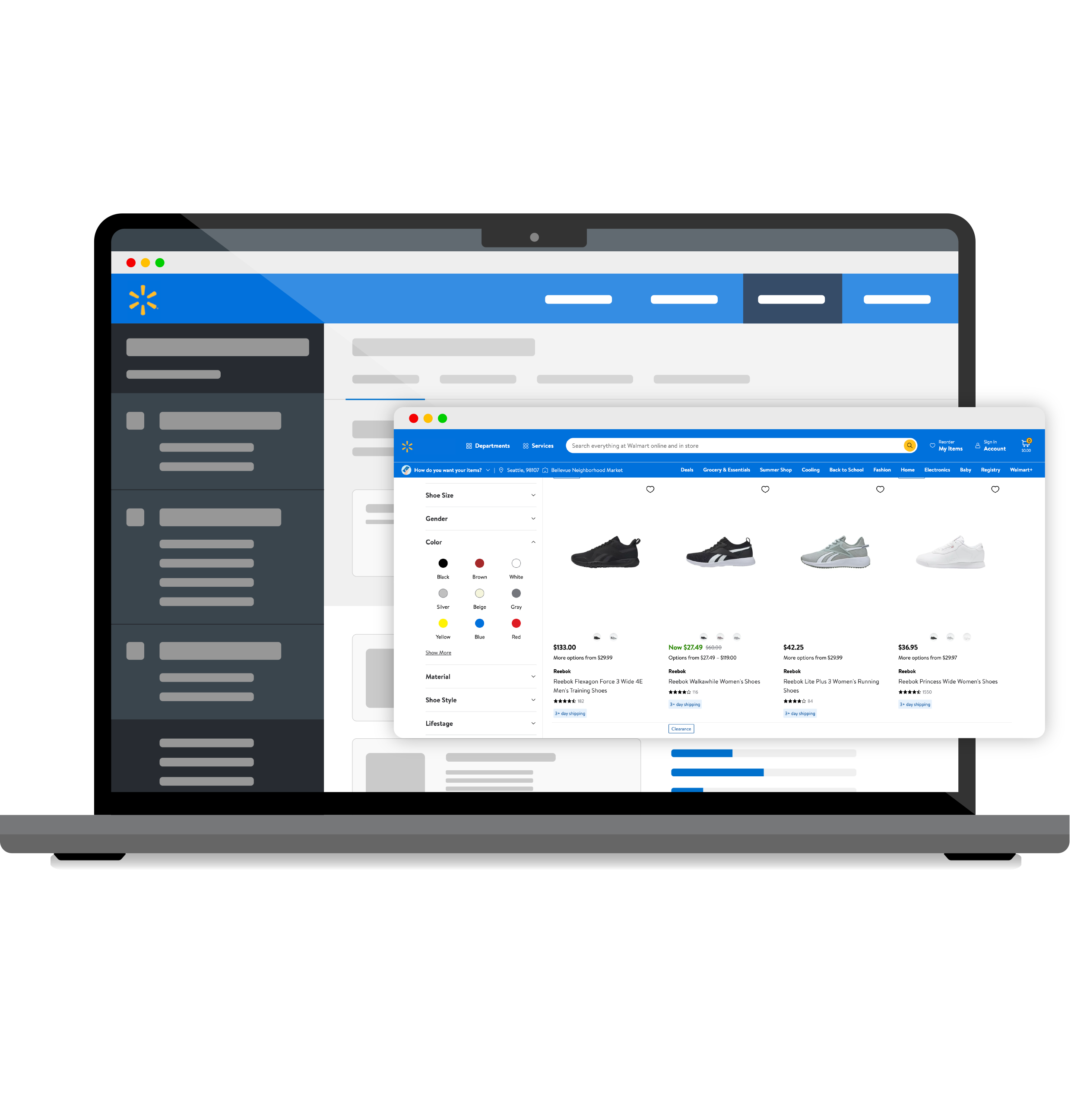 Walmart search results on a laptop screen