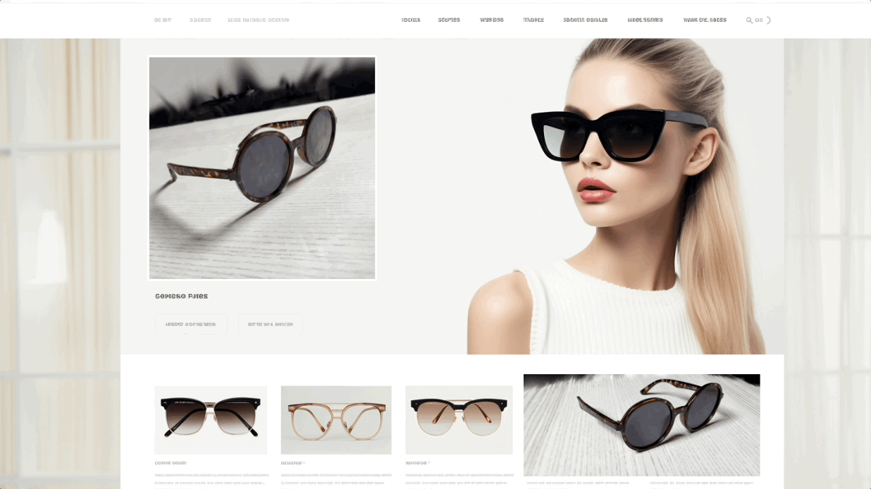 an ecommerce website featuring sunglasses