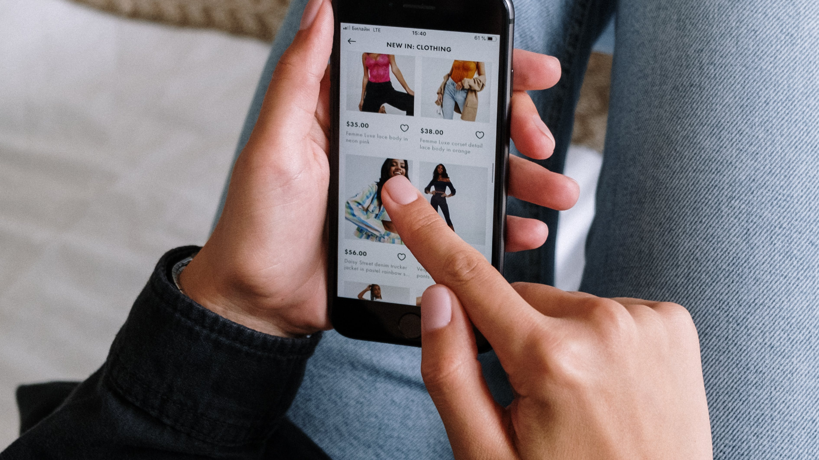 Person shopping on a smartphone