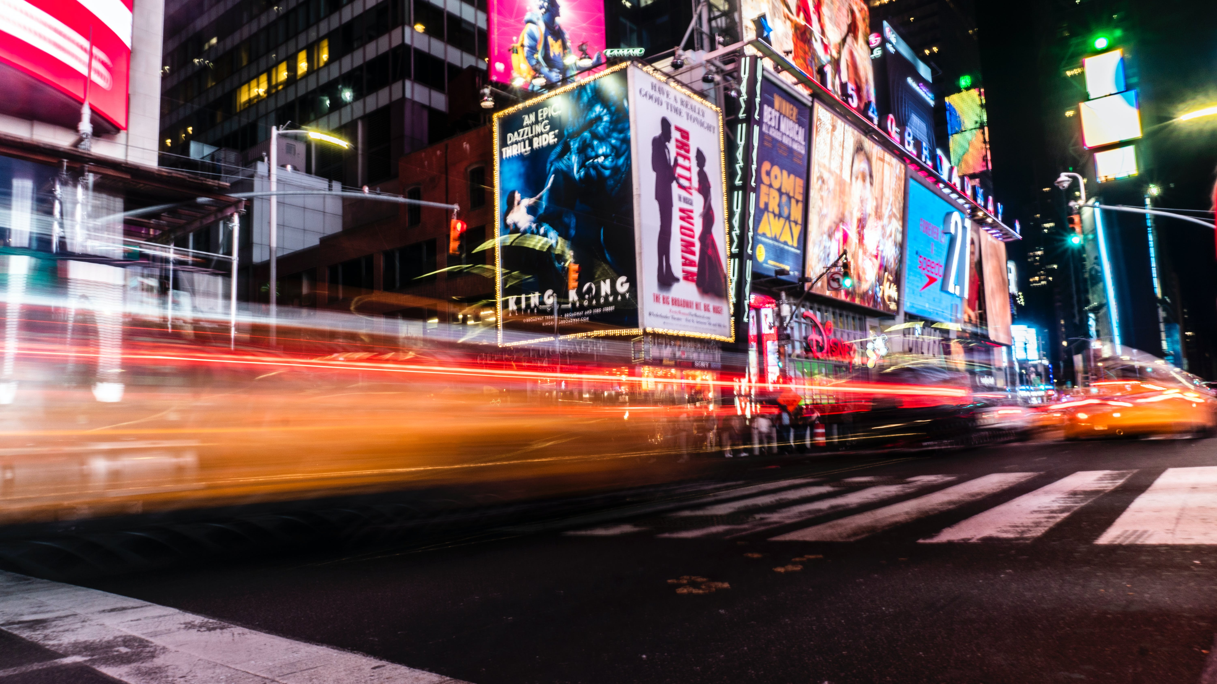 City street with digital billboards