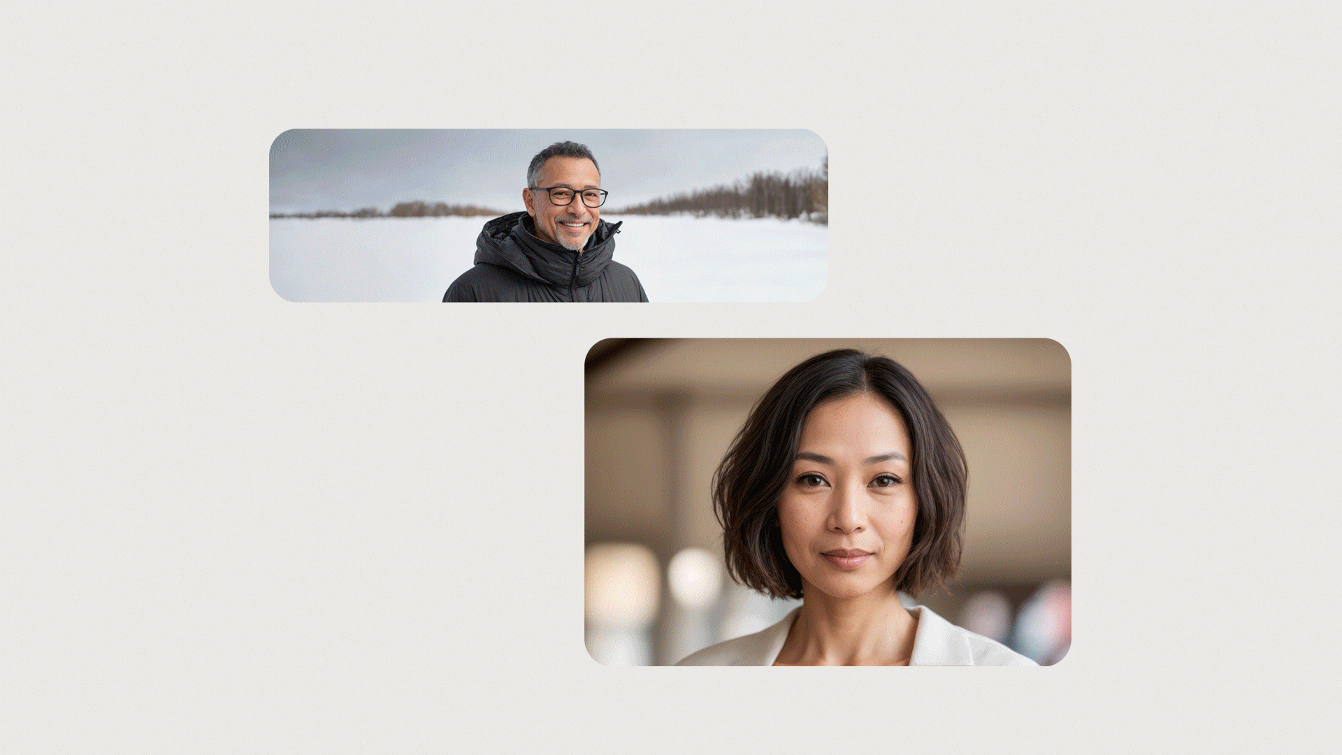 A gif of images with peoples faces and landscapes swapping