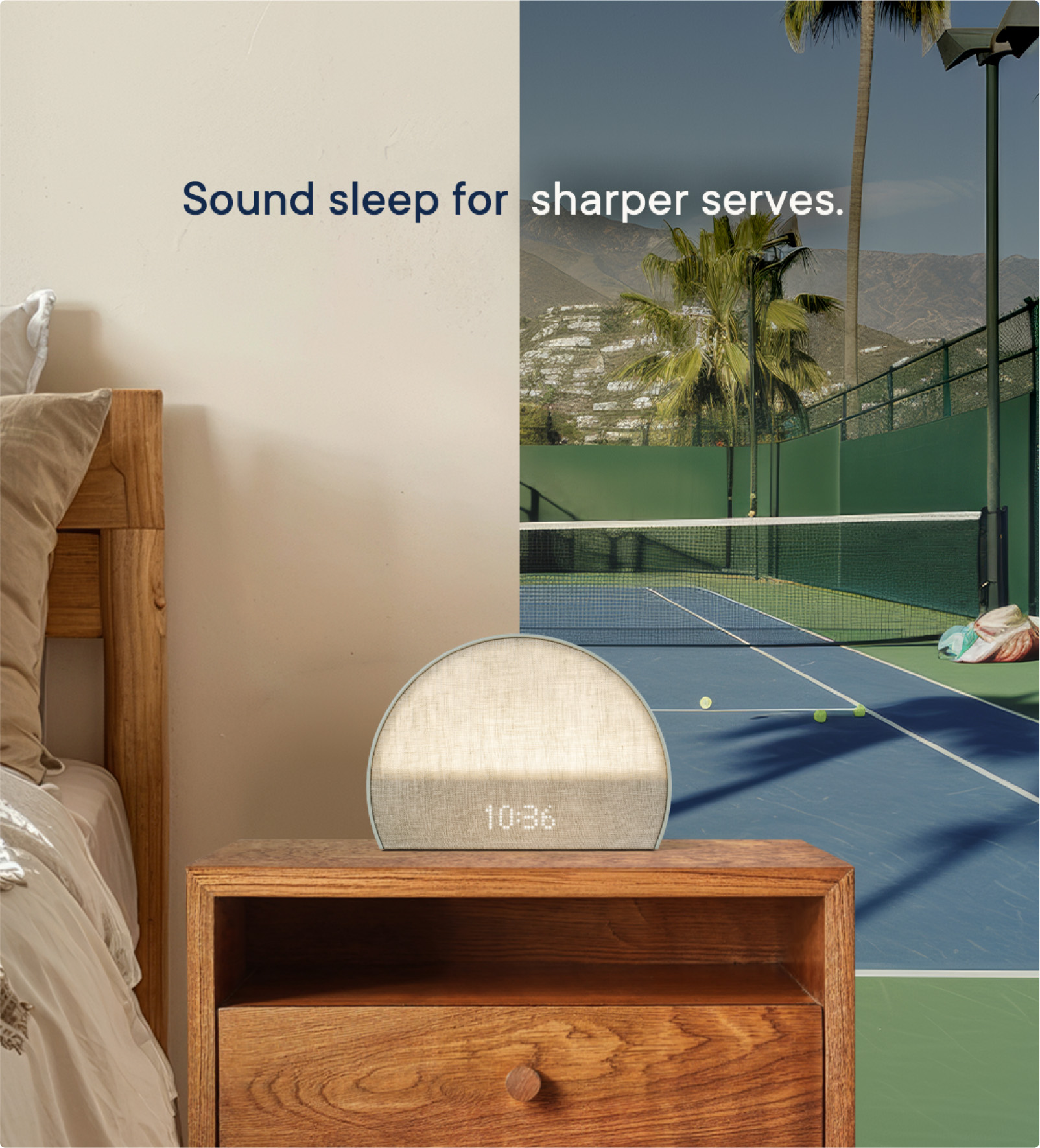 Hatch ad showcasing their product next to a bed