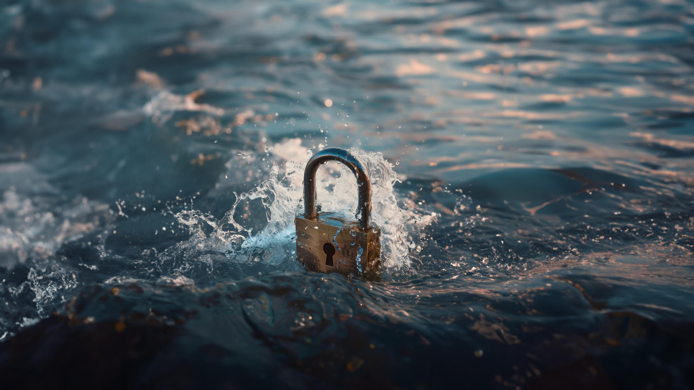 A lock being overtaken by a wave
