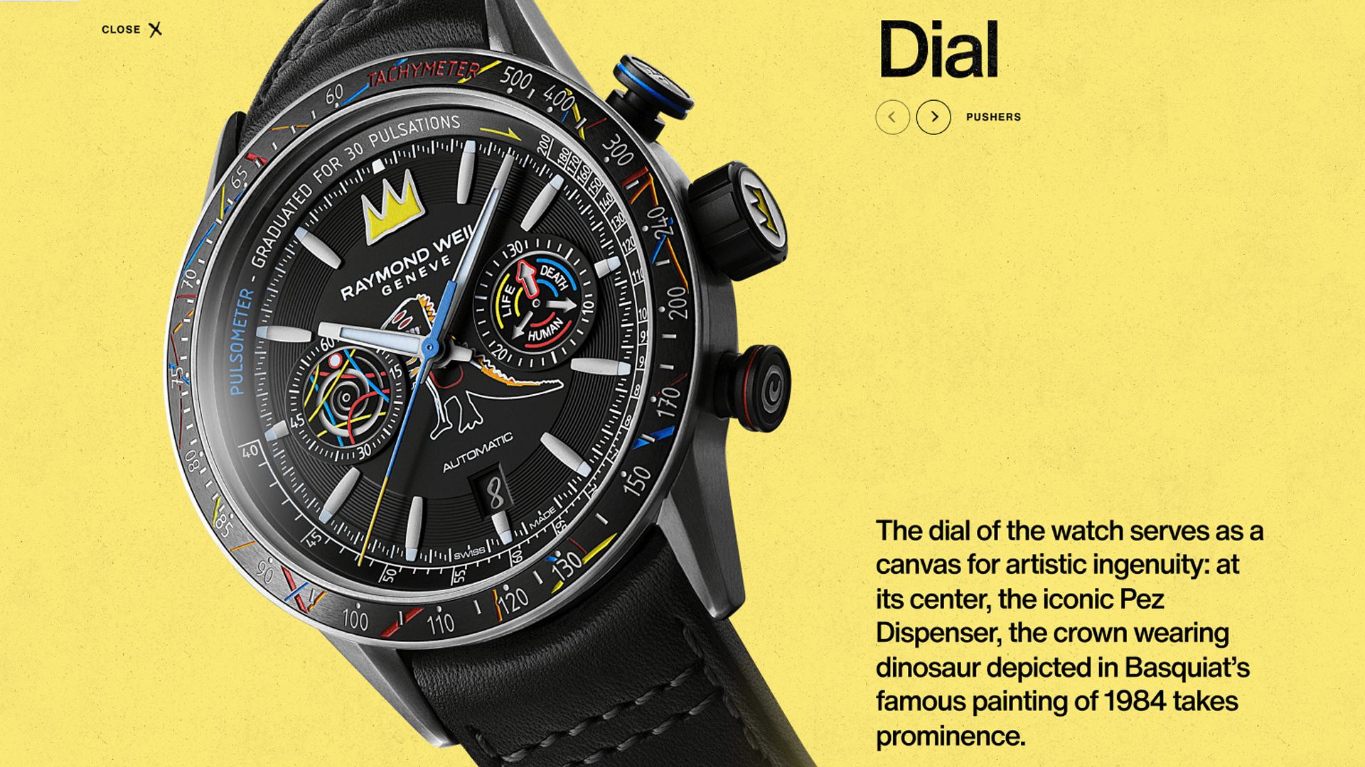 A black watch on a website with details of watch