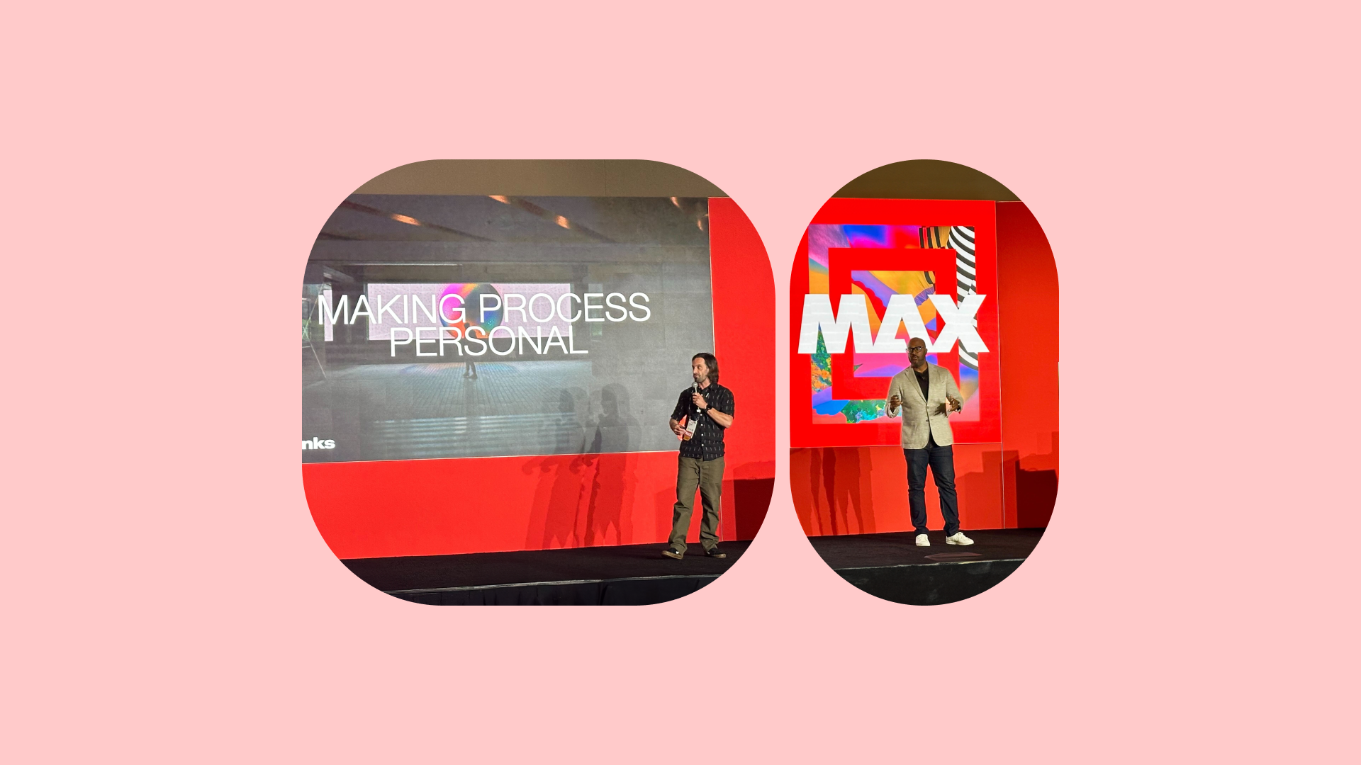 Scenes from the Adobe Max stage.