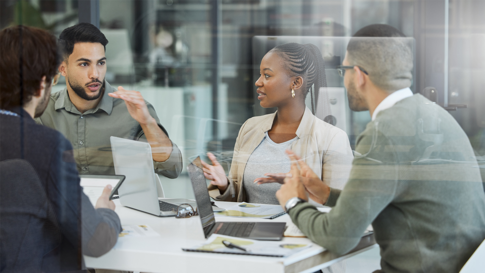 Employees working together in a conference room