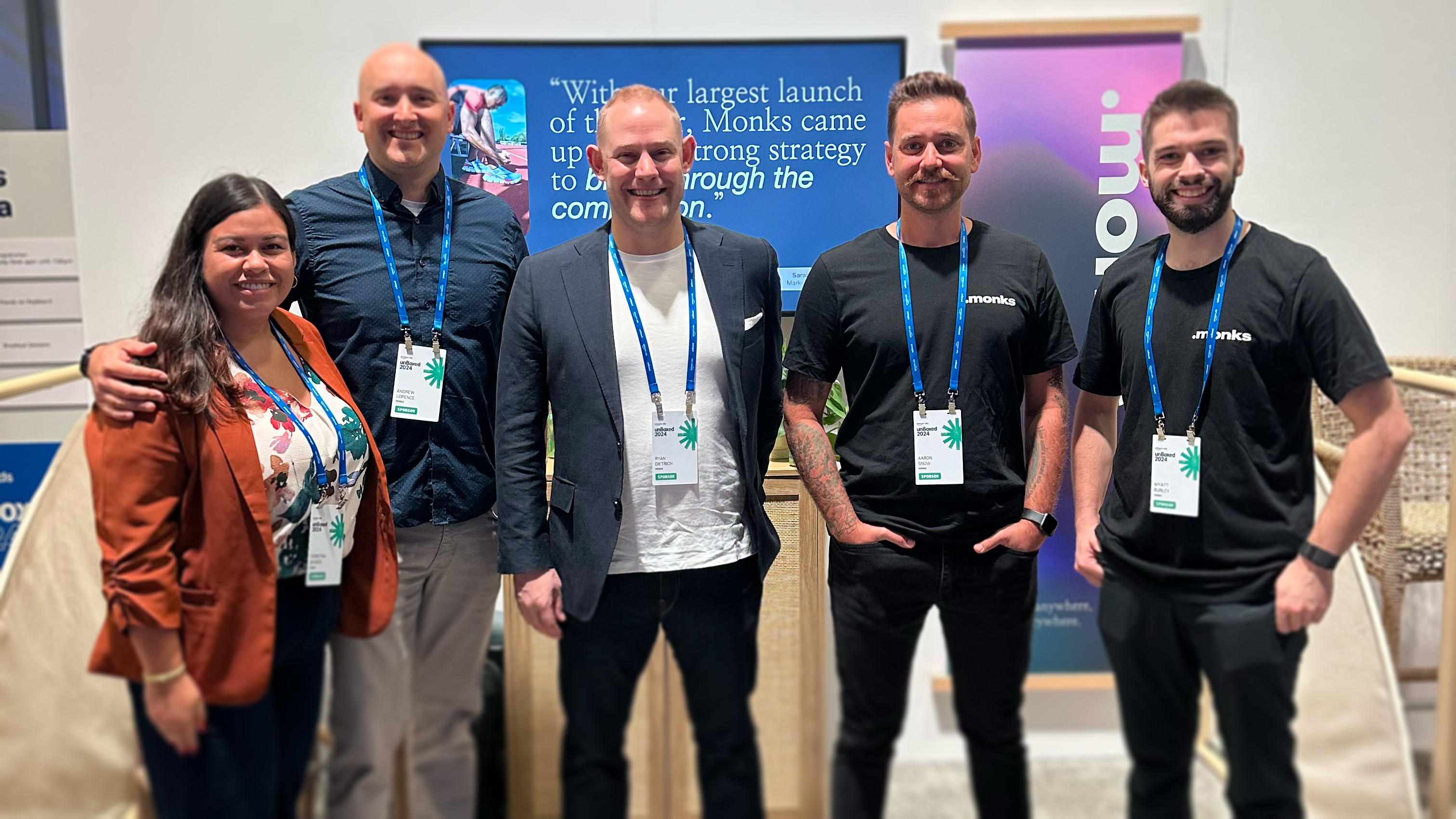 Group picture of Monks employees at Amazon unBoxed event