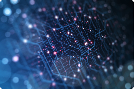 A bunch of glowing dots being connected by data streams creating a large map of data across the globe