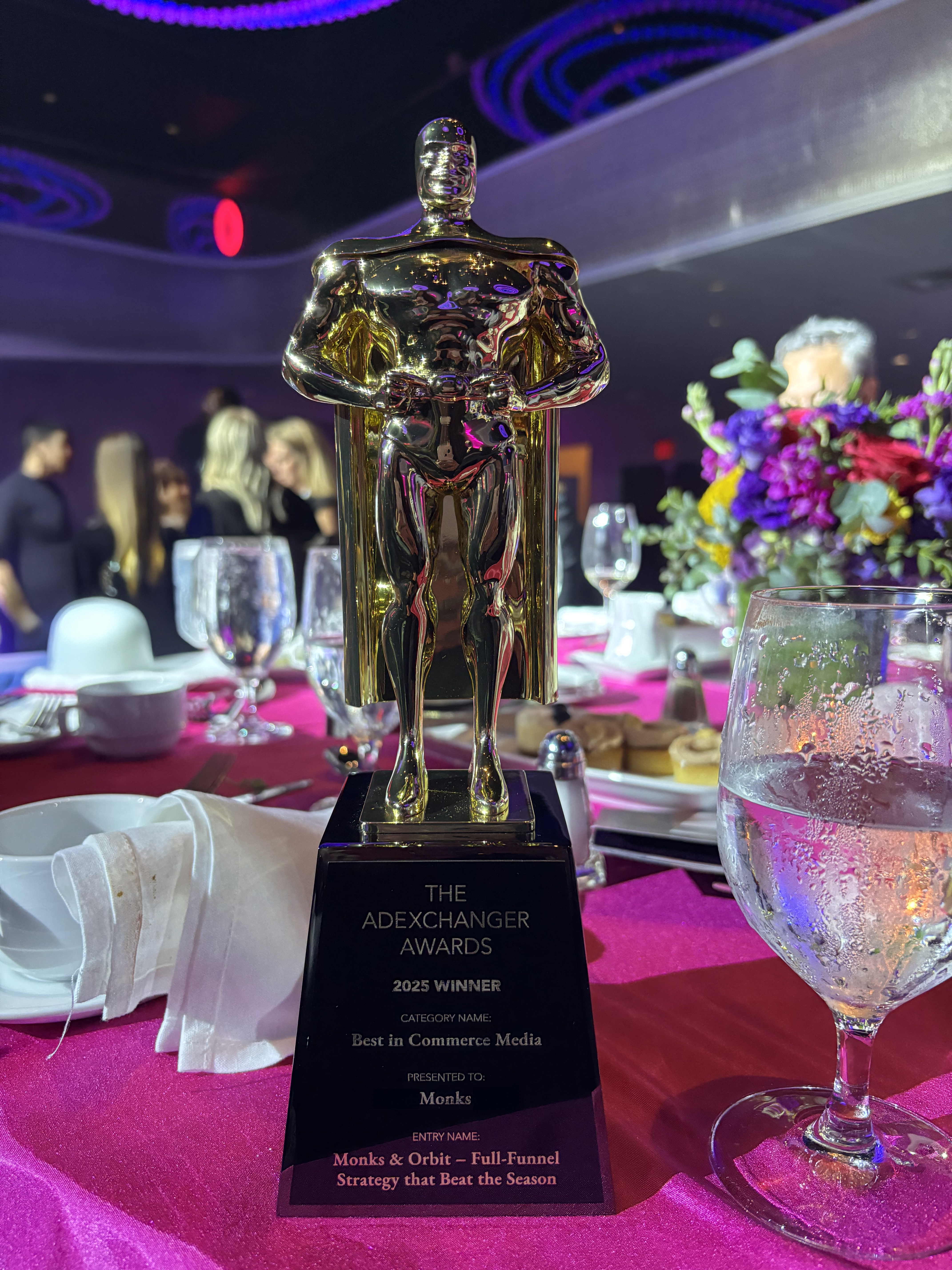 AdExchanger Award statuette for Monks in "Best In Commerce Media" for our work with Orbit