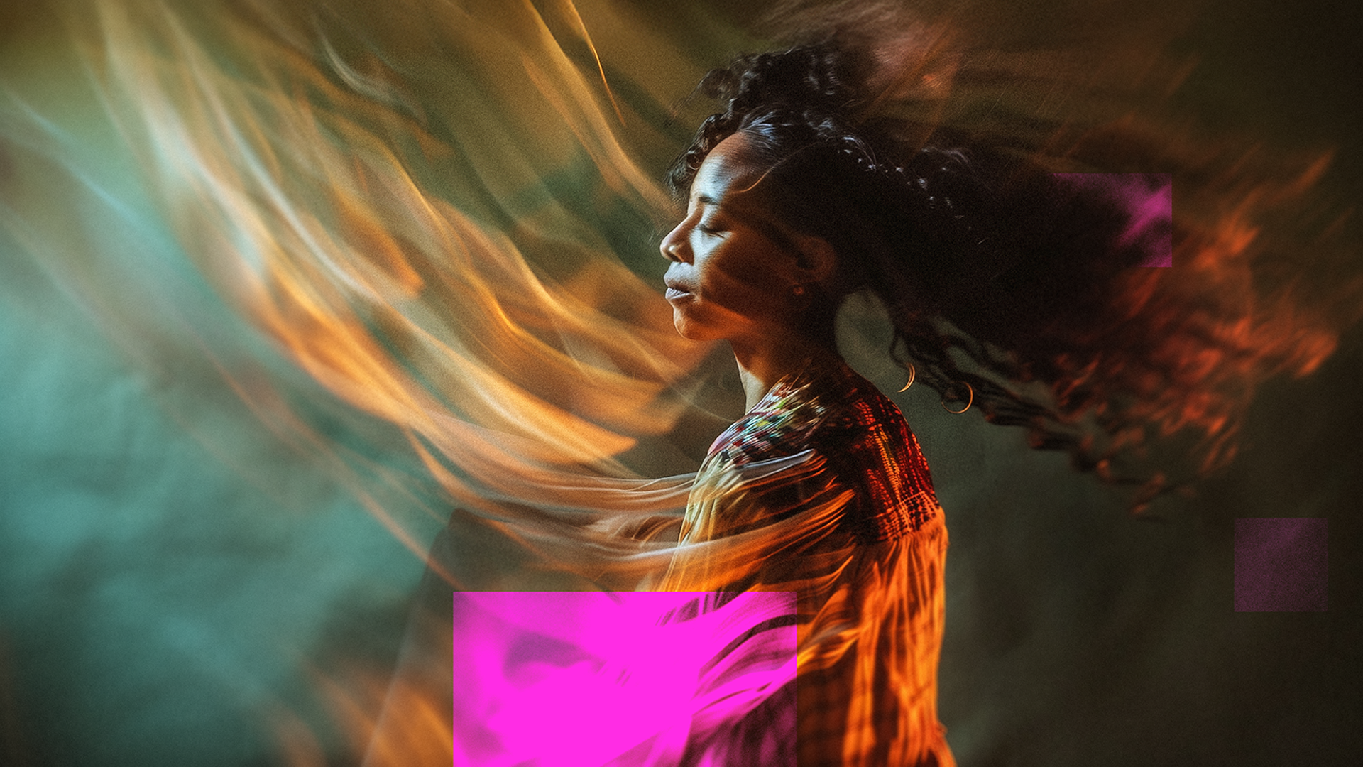 A woman with her hair swaying