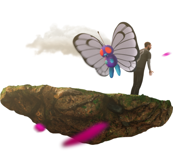 A piece of landing holding post malone flying through the air