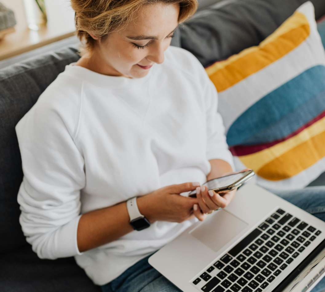 woman in her smartphone