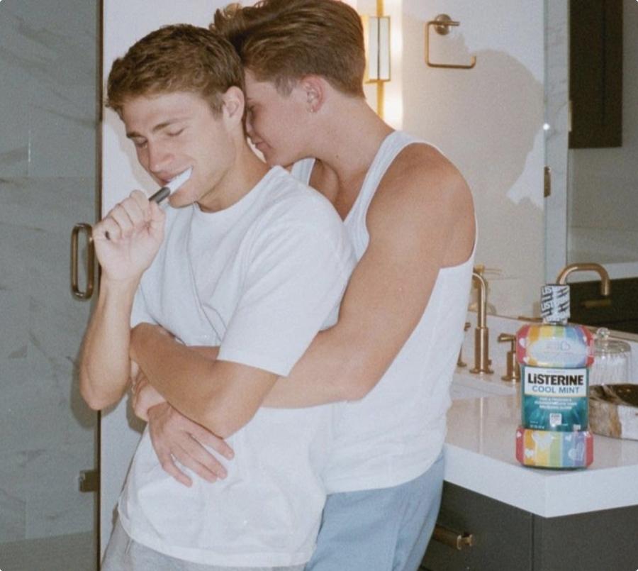 Two people holding each other