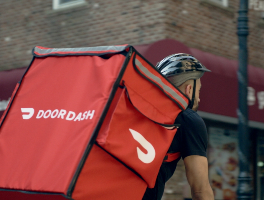 DoorDash delivery on a bike