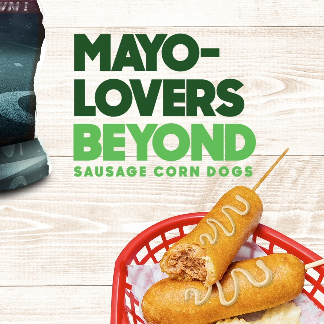 Beyond meat corndog with mustard