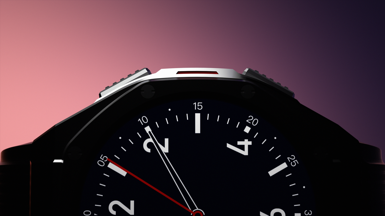 Hyper realistic animation of a boAt_Enigma watch closeup from the side.