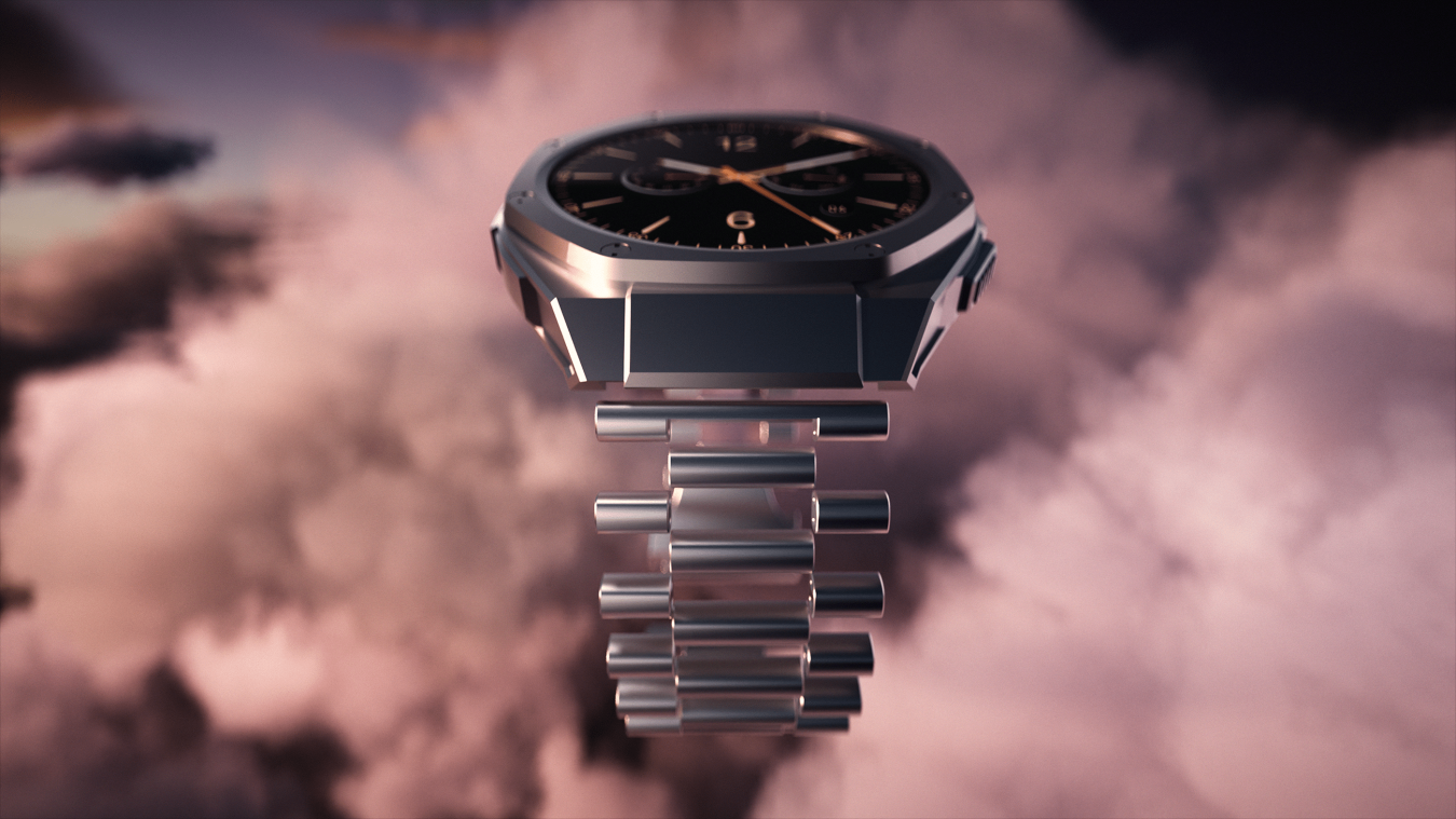 Hyper realistic animation of a boAt_Enigma watch seen from the side. The strap is visible.