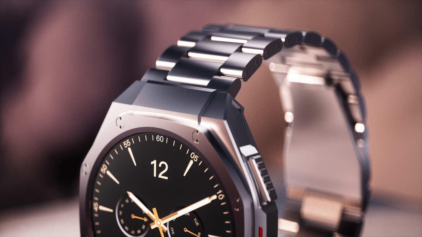 Hyper realistic animation of a boAt_Enigma watch closeup.