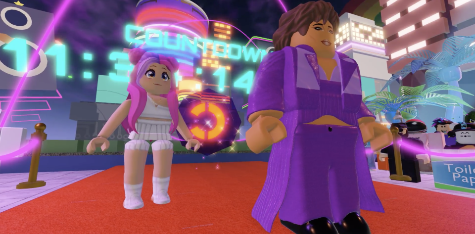 Roblox characters on a red carpet