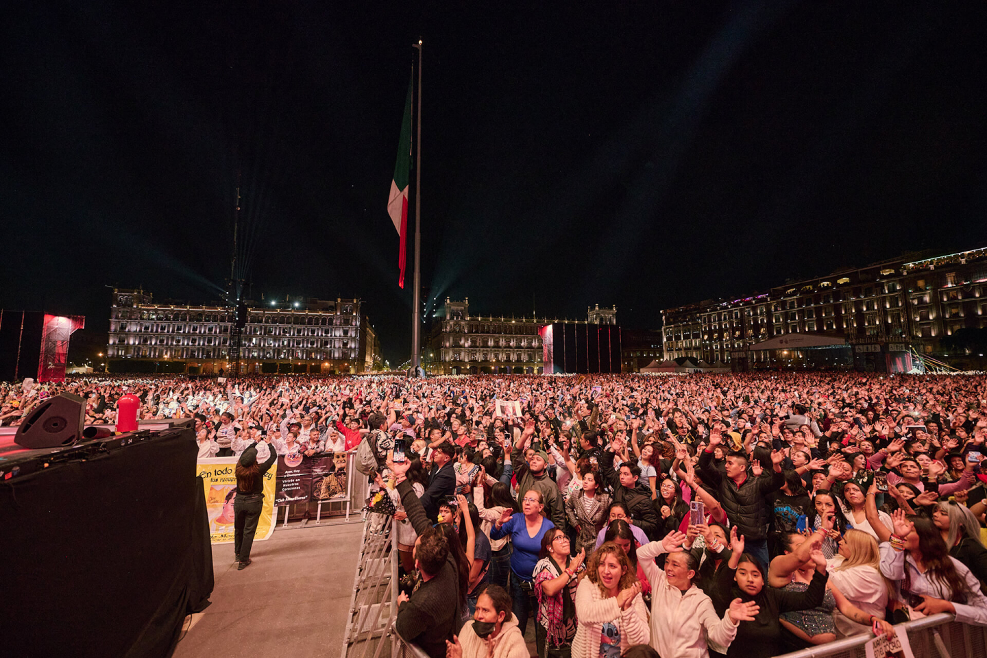 The Zócalo completely filled with Juan Gabriel fans during the Netflix screening.
