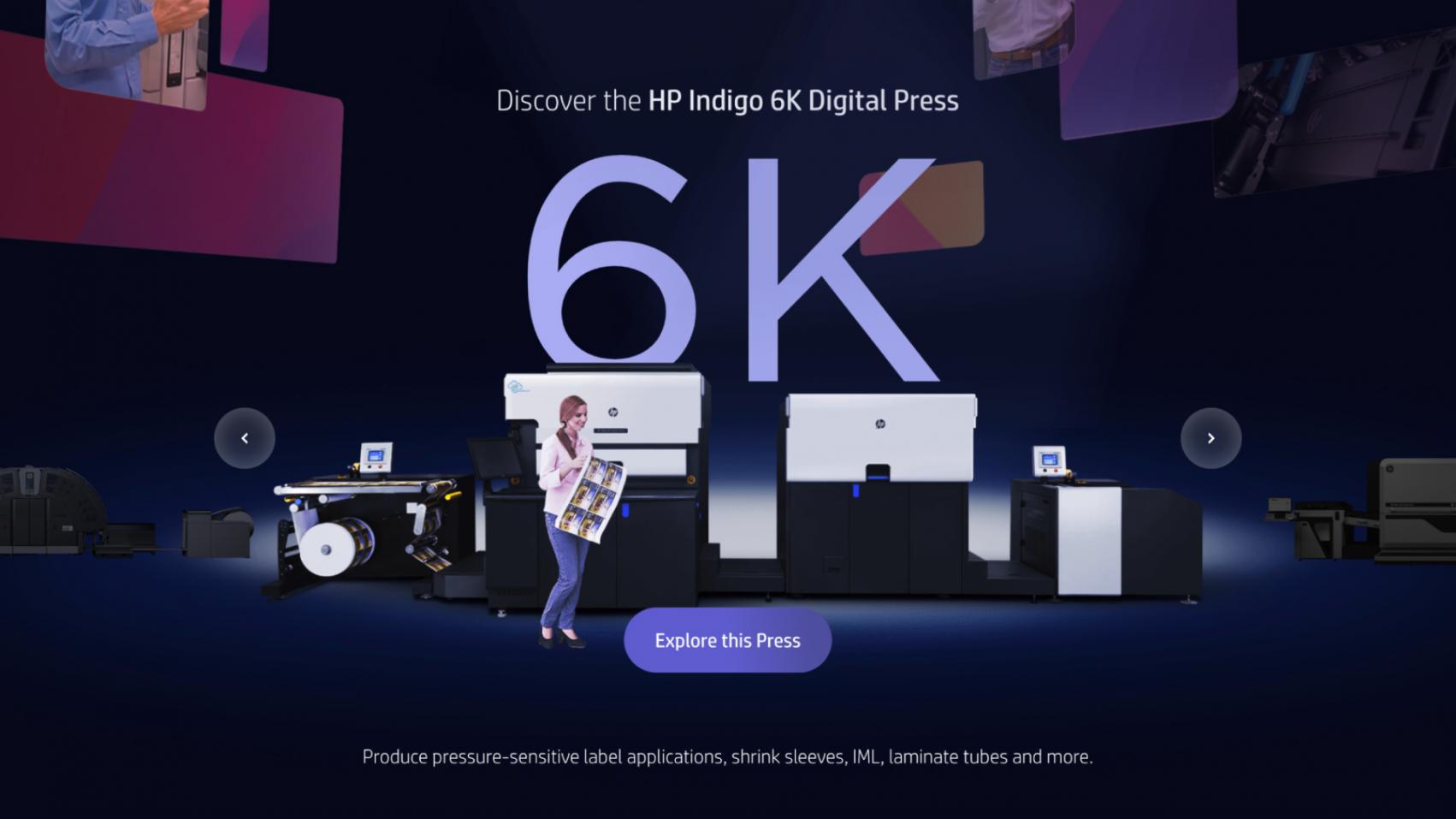 HP Possibility City website screenshot of printer with woman in front