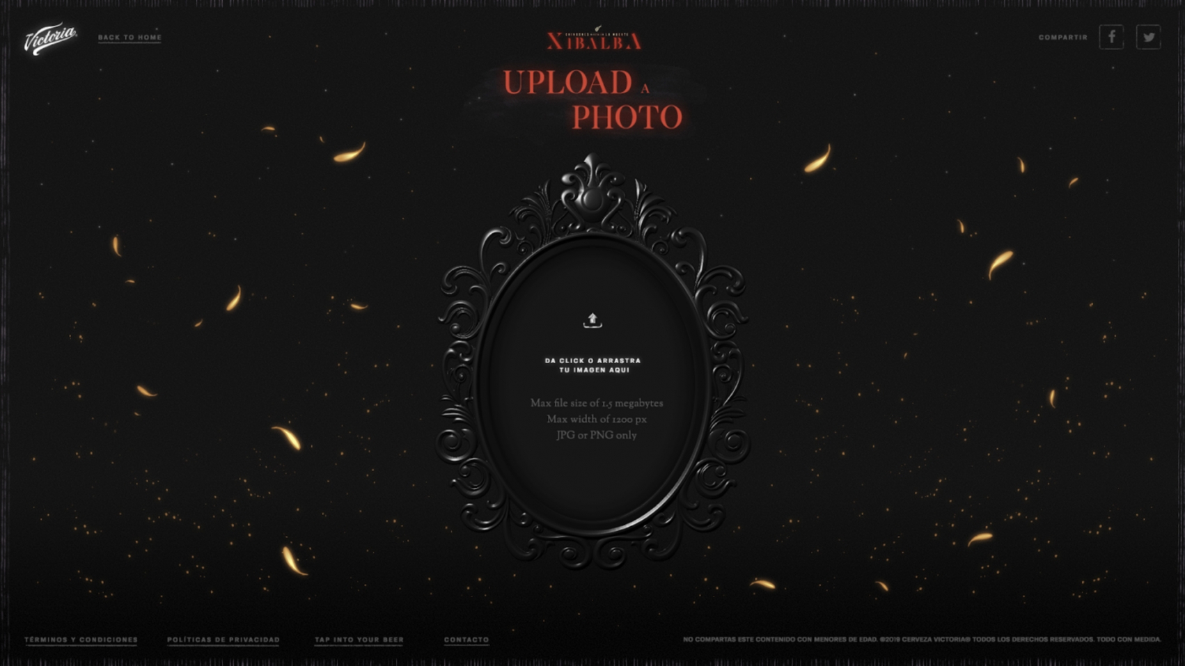 Upload a photo screen from Xibalba website