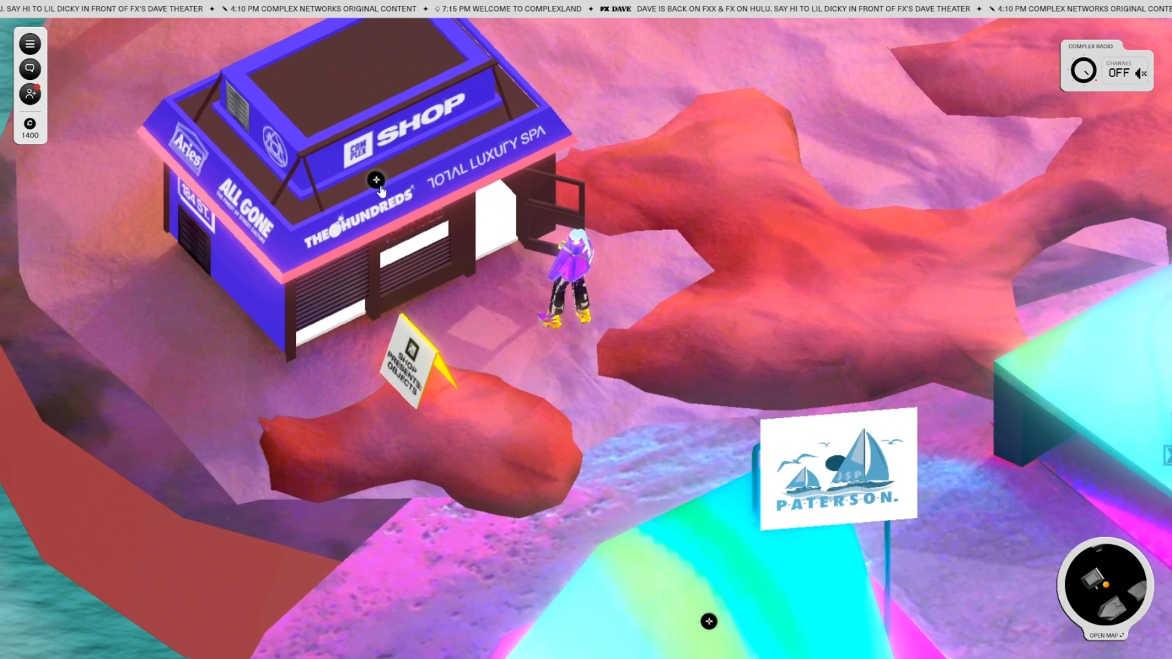 An avatar visits the Complex store