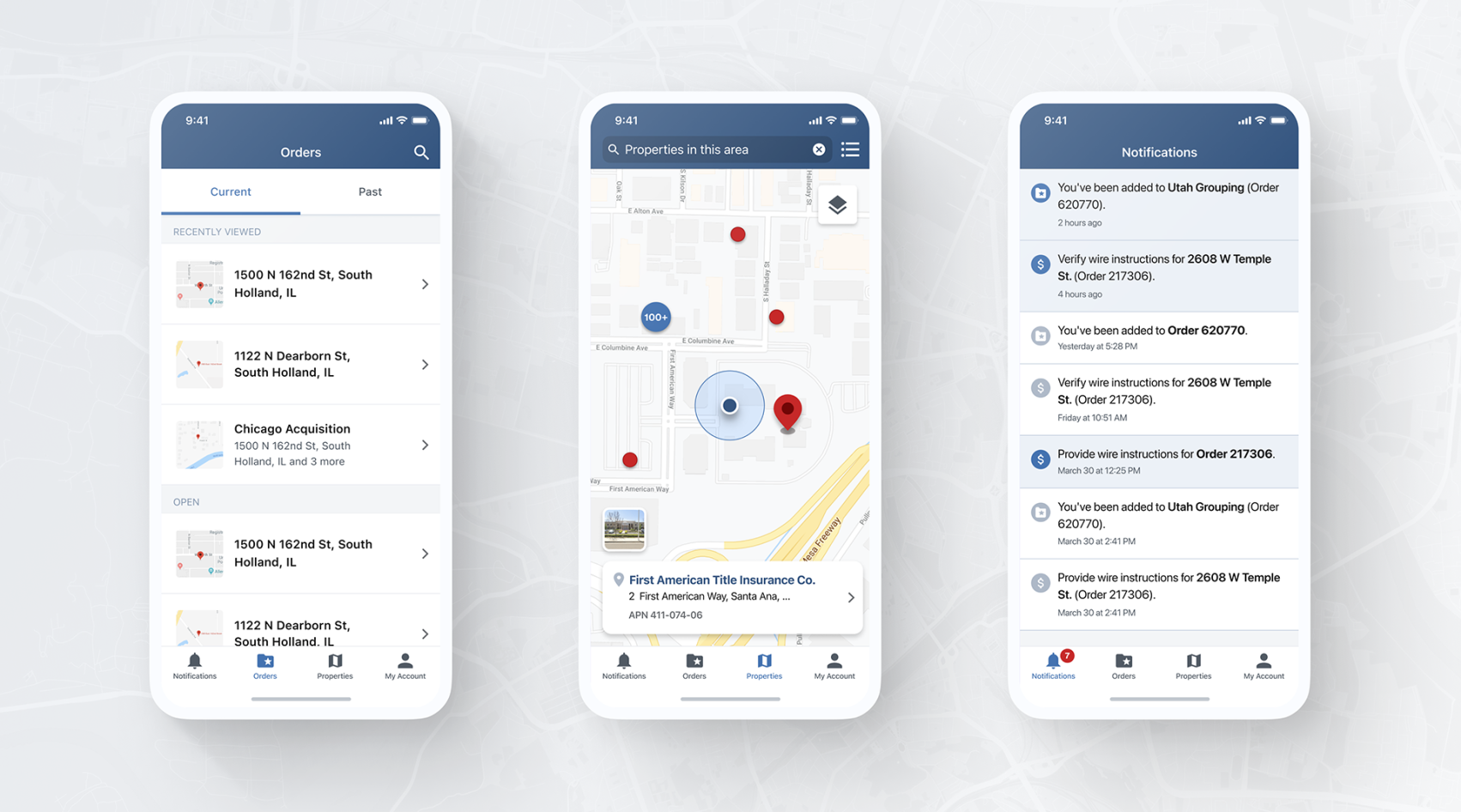 Mobile app of the First American platform