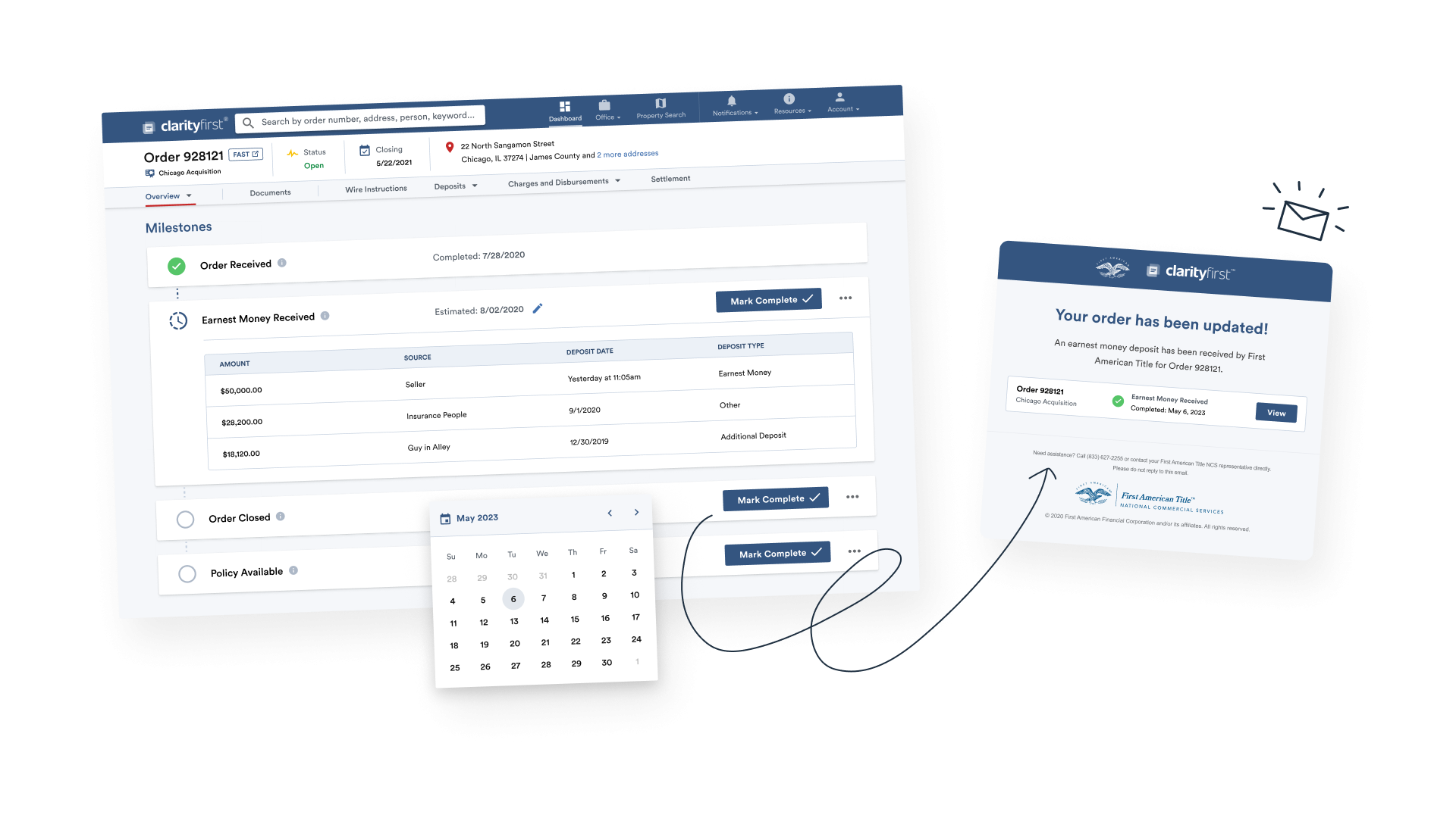 First American email from from user interface to conversion