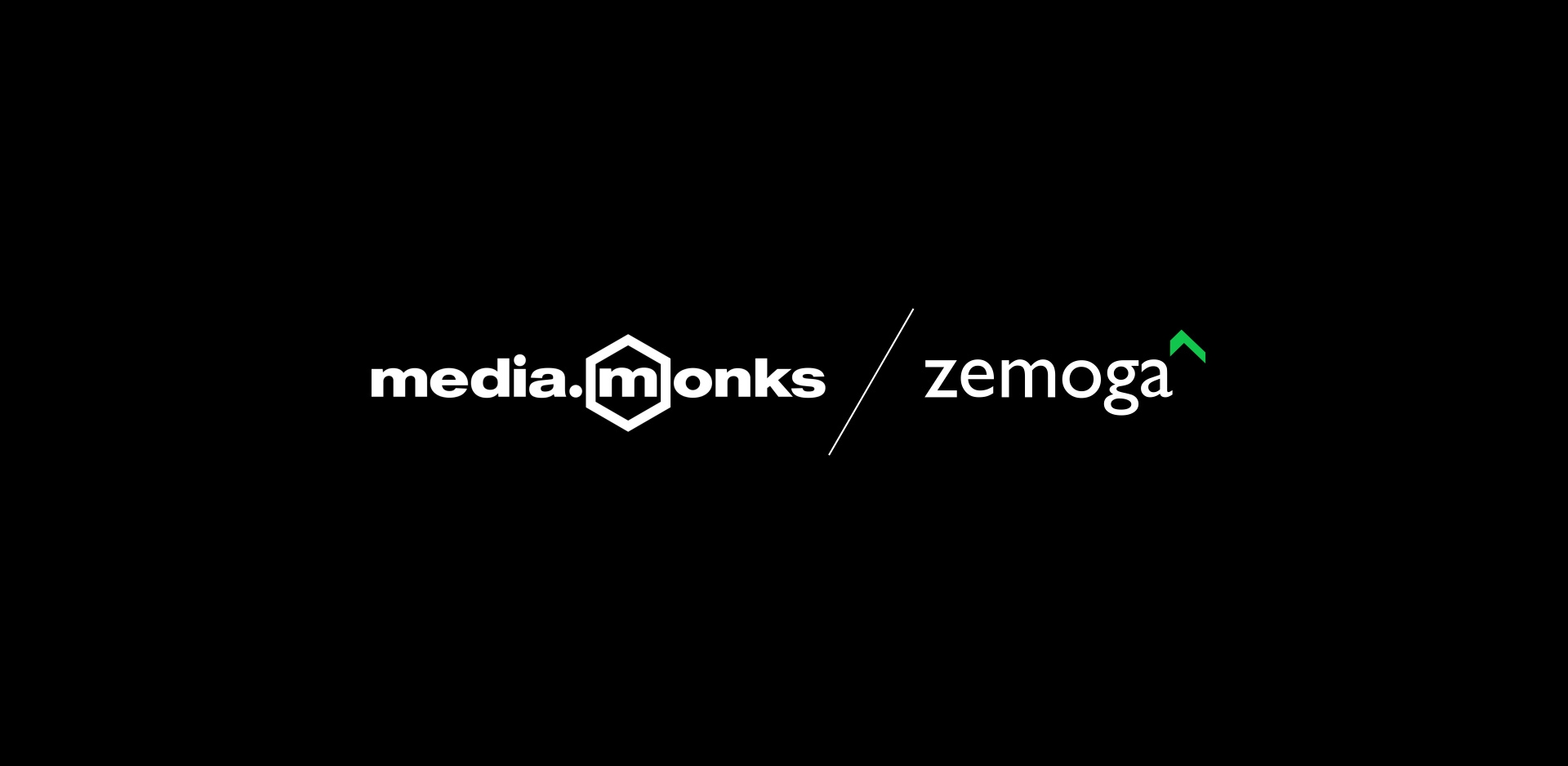 Media.Monks and Zemoga logos on a black background
