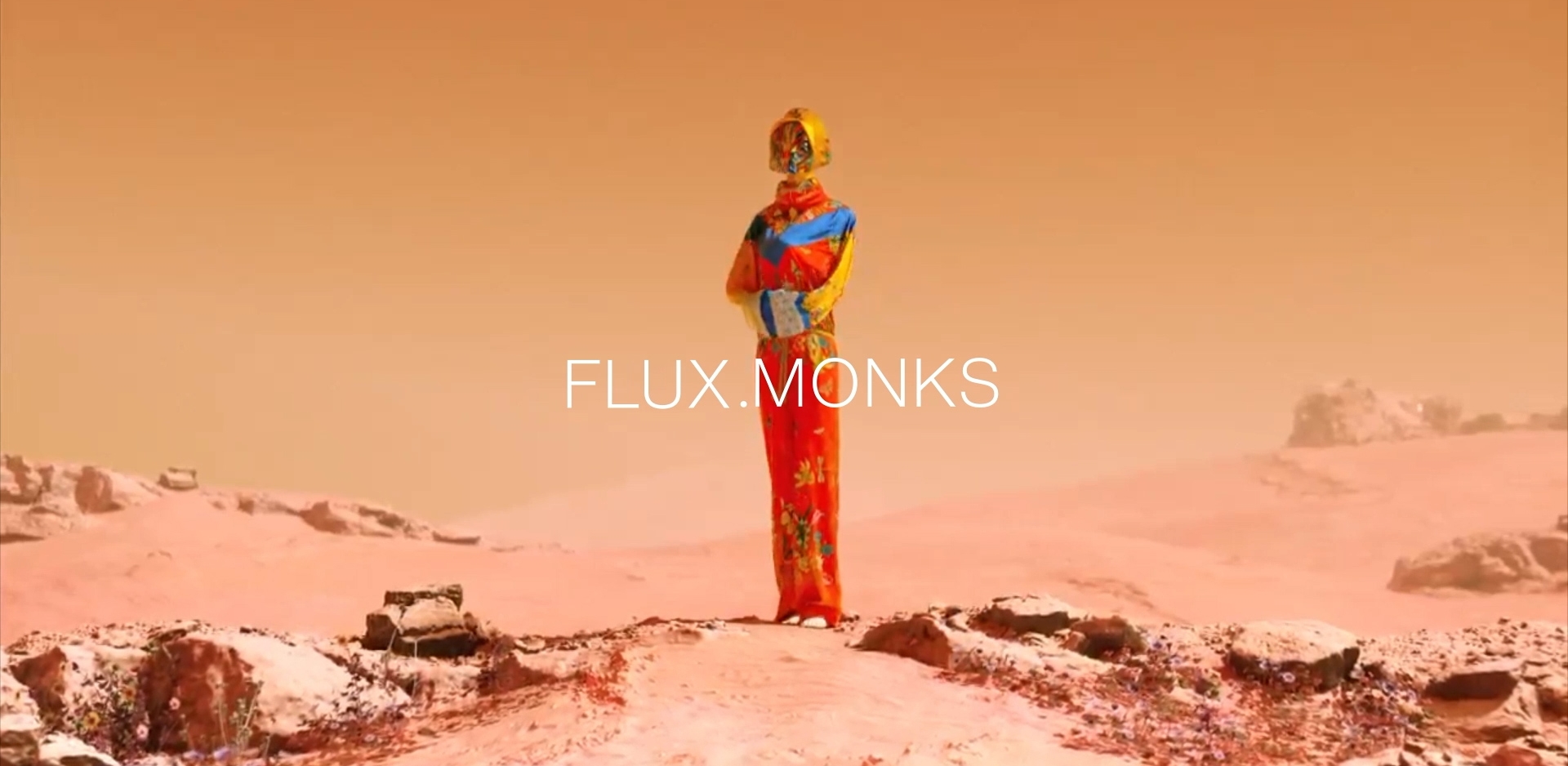 A persons standing in the desert wearing a luxurious outfit