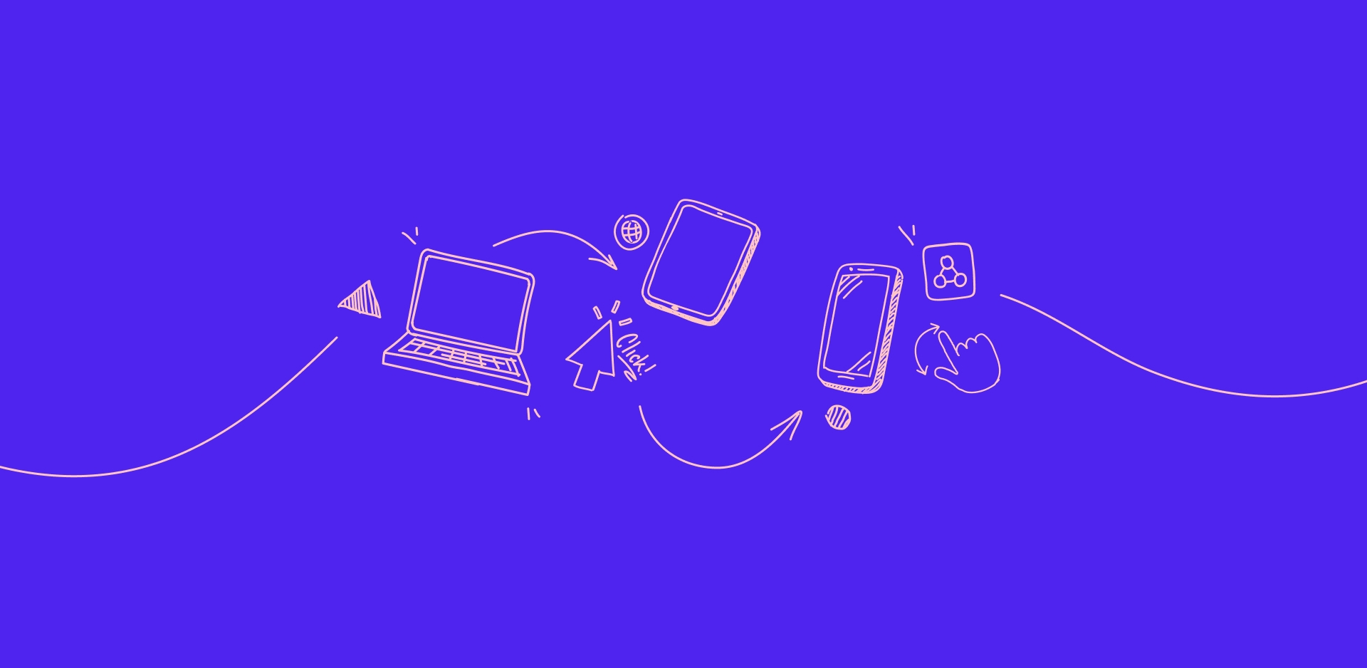 A digital customer journey showing a cellphone and tablet to purchase
