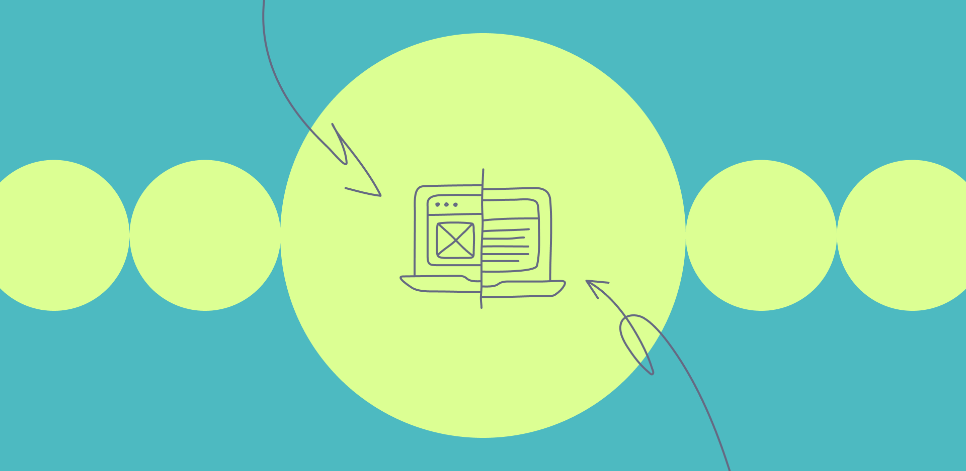 A colorful green background showing a laptop illustration