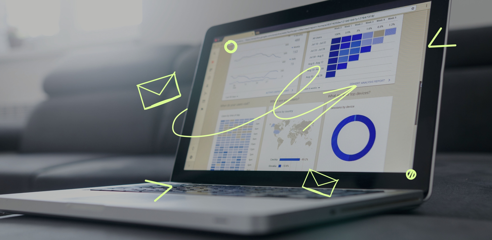 A laptop showing google analytics