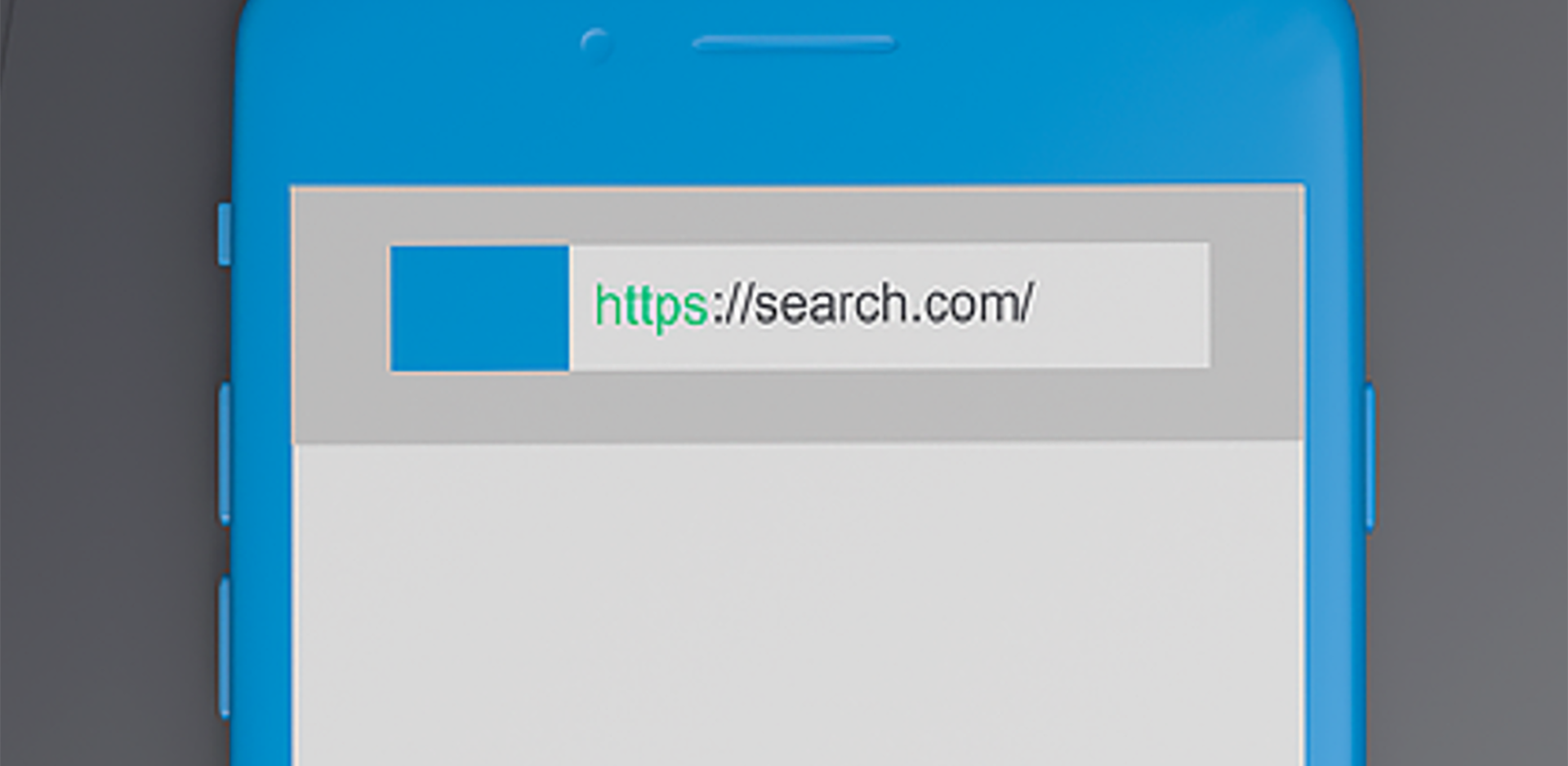 A blue phone showing a search bar