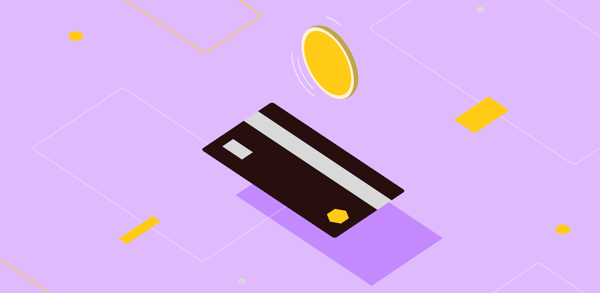 A graphic of a credit card and coins