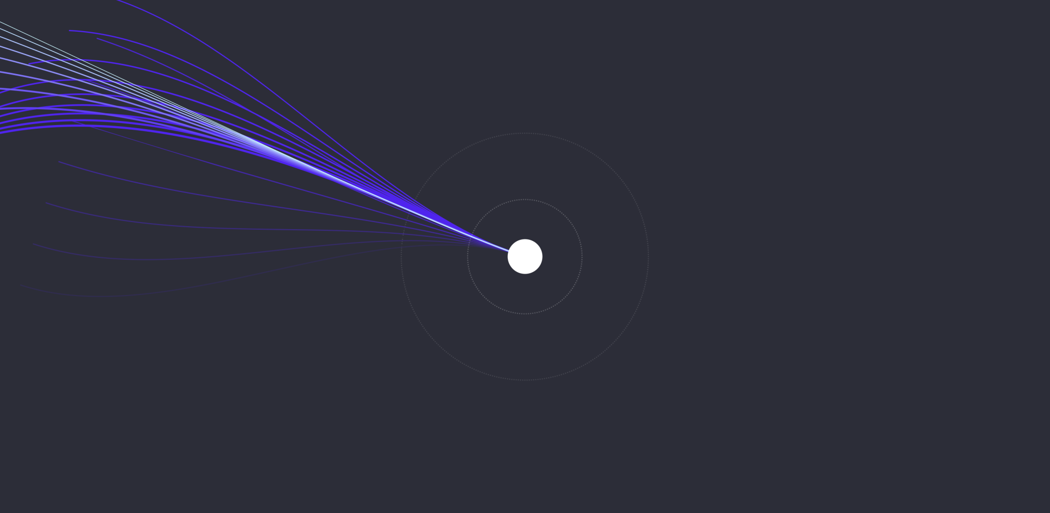 Purple threads travel into a white circle