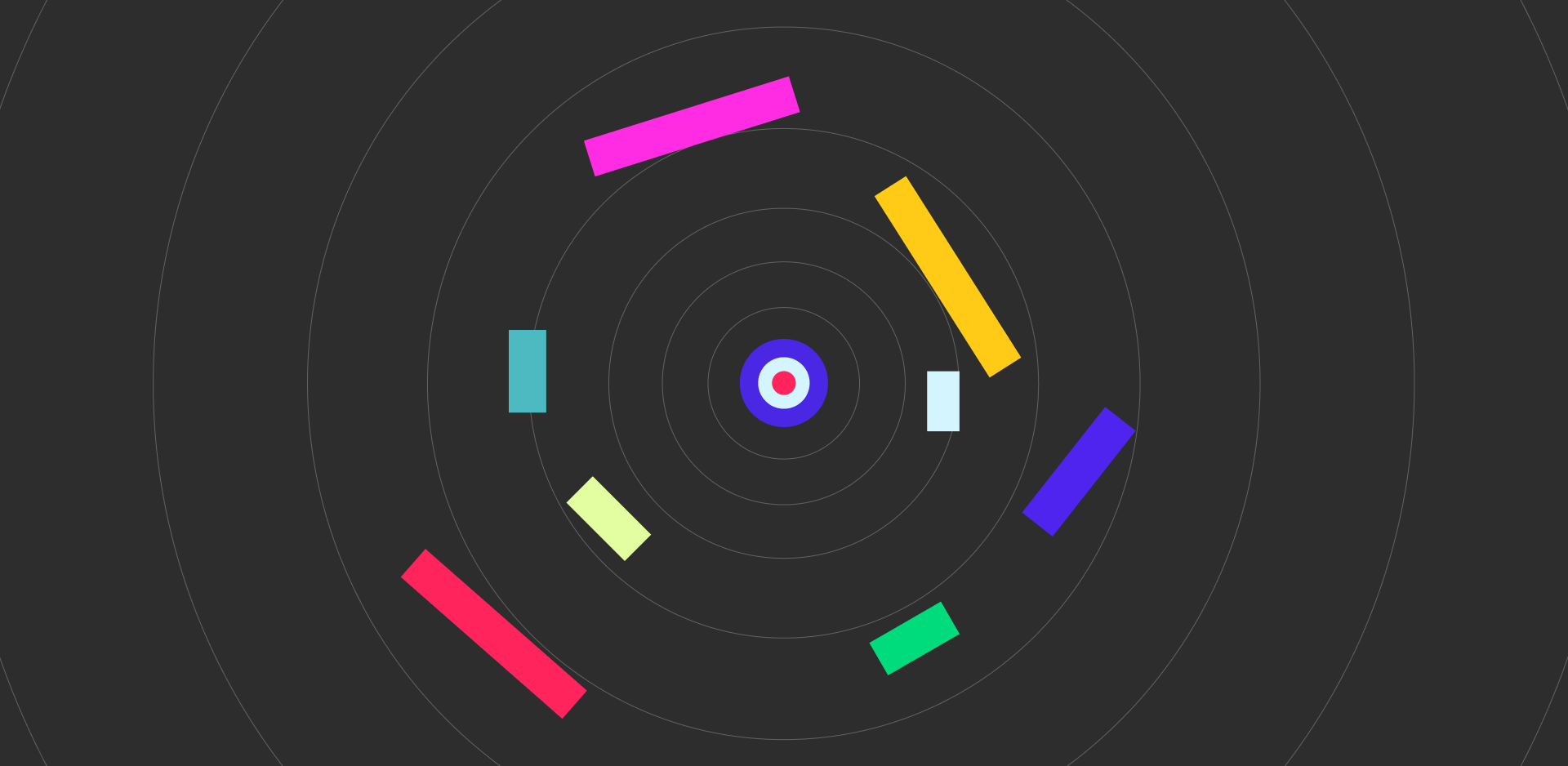 colorful squares and shapes circling